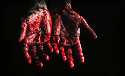 Кровь на руке с деревянным | Премиум Фото