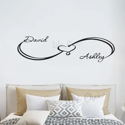 Настенная Наклейка Infinity Love Design на заказ, Виниловая наклейка на  стену с парными именами, знак бесконечности любви, настенная живопись,  домашний декор AZ1023 | AliExpress