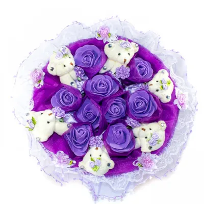 Плюшевый мишка с цветами Векторное изображение ©Reginast777 63655771