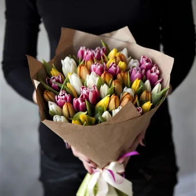 Заказать цветы тюльпаны красные FL-2264 купить - хорошая цена на цветы  тюльпаны красные с доставкой - FLORAN.com.ua