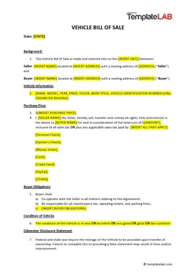 Texas Motorcycle Bill of Sale Form | Legal Templates