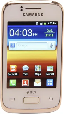 Samsung Galaxy Y Duos GT-S6102B Unlocked Dual SIM GSM Smart Phone 3.14\"  White 160 MB user available, 512 MB ROM, 290 MB RAM - Newegg.com