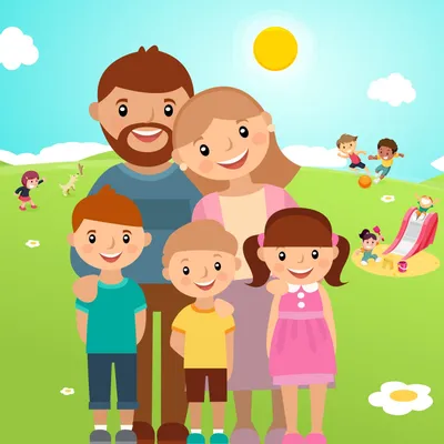 Мультфильм, счастливая семья, нарисованный, рука, люди png | PNGWing