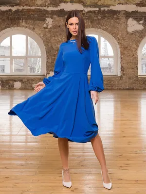 Купить Платье с запахом миди (Темно-синее) в Москве в ШоуРуме платьев по  выгодной цене