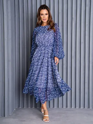Синее платье в пол с открытой спиной и кружевными вставками арт.1872051 -  купить в Екатеринбурге