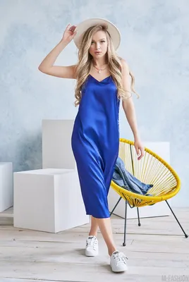 Синее платье с черным гипюром для женщин VBS-102-2, купить в  интернет-магазине Е-Леди