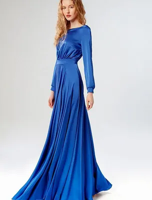 Длинное темно-синее платье с глубоким декольте | КУПИТЬ-ПЛАТЬЕ.РУ -  интернет-магазин красивых платьев