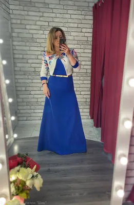 Синее платье из ангоры большого размера - Купить оптом в интернет-магазине  Фасон