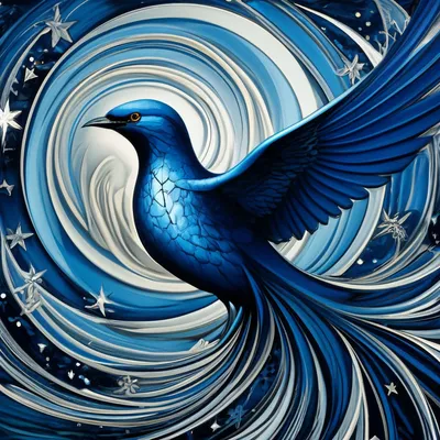 Предпросмотр схемы вышивки «Синяя птица счастья» (№306382) - Вышивка крестом