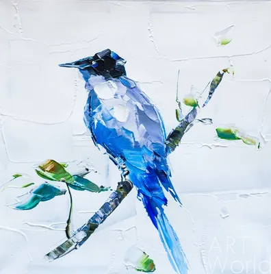 Картина маслом \"Синяя птица счастья\", серия \"Птицы\" 30x30 JR151208 купить в  Москве