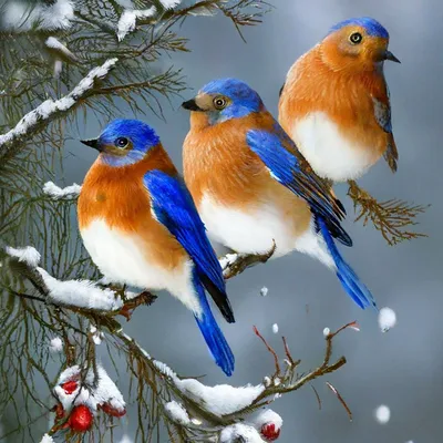 Скачать обои ветка, снег, зима, ягода, птица разрешение 1280x960 #42266
