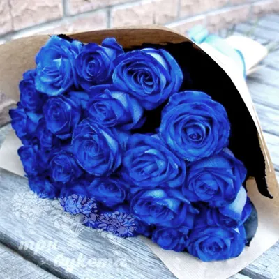 Бело-синие розы в коробке - 29 шт за 7 190 руб. | Бесплатная доставка  цветов по Москве