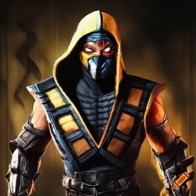 Download Scorpion from Mortal Kombat prepares to launch his Kunai.  Wallpaper | Wallpapers.com