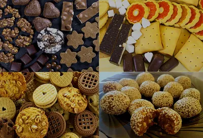 много красочных конфет и сладостей на столе. фотография со склада  Редакционное Стоковое Фото - изображение насчитывающей шоколад,  изображение: 221172213