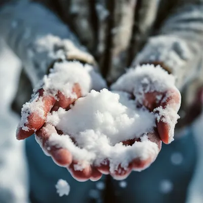 Foto Stock woman holding snow, руки в снегу, снег в руках девушки без  рукавиц, день морозный, руки покрасневшие от холода, зимняя погода | Adobe  Stock
