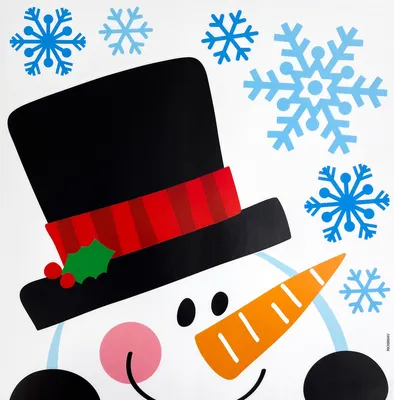Наклейка на окно новогодние \"Хитрый Снеговик\" 38 x 31 см купить по выгодной  цене в интернет-магазине OZON (406146220)