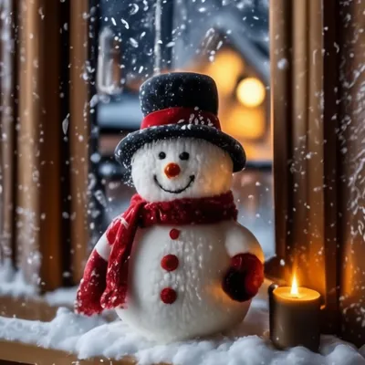 Фотографии Новый год фонари Снеговики окна 2560x1703