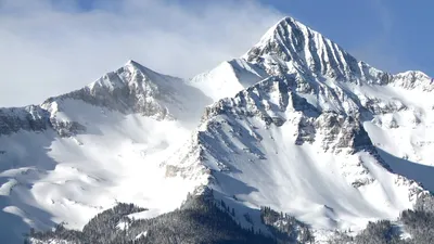Панорамное фото снежных гор Стоковое Изображение - изображение  насчитывающей декабрь, гора: 128351227