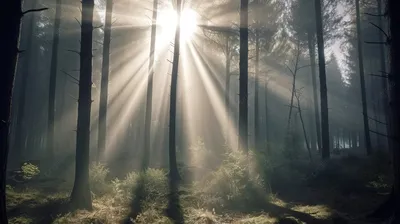 Лучи солнца сквозь деревья в лесу - 69 фото