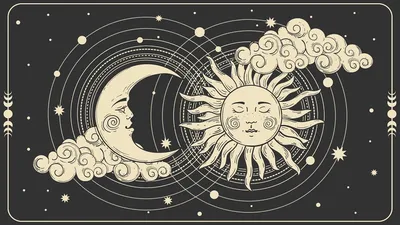Солнце И Луна С Лицом — стоковая векторная графика и другие изображения на  тему Луна - Луна, Солнце, Человекоподобное лицо - iStock