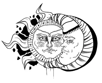 Солнце и луна. «Doodle» в стиле «doodle вектора. Признаки солнца и луны.  Солнце, луна и серповидные Иллюстрация вектора - иллюстрации насчитывающей  планета, нарисовано: 182776944