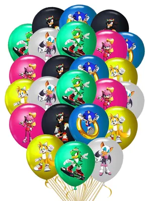 Воздушные шары StarFriend Соник Эми Роуз Тейлз Sonic 6 цветов, 24 шт, 30 см  - купить в Starfriend, цена на Мегамаркет