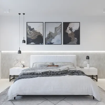 Современный дизайн спальни в светлых тонах - 80 фото