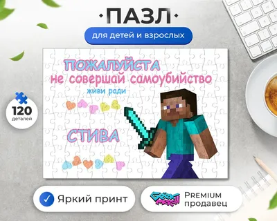 Pixel Art 3д конструктор minecraft Стив из миниблоков Майнкрафт