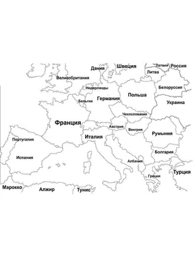 Европа. Контуры стран - Континенты и части света - Бесплатные векторные  карты | Каталог векторных карт