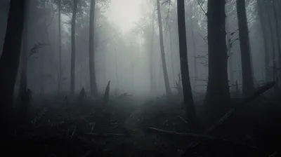 зловещий и пустынный лес в тумане 3d рендеринг, страшный лес, темный лес,  лесная тропинка фон картинки и Фото для бесплатной загрузки