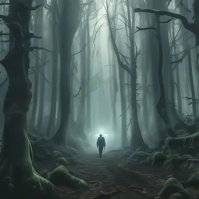 Страшный лес со странным человеком, …» — создано в Шедевруме