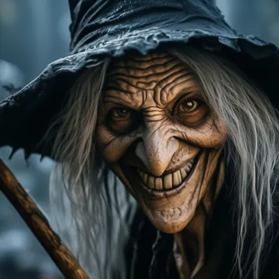 Старая страшная ведьма с очень …» — создано в Шедевруме
