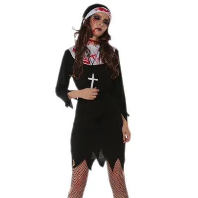 Купить Ужас, страшный костюм монахини для женщин, черное платье вампира,  комплекты для взрослых, Valak, униформа для косплея, костюмы для Хэллоуина,  костюм дьявола | Joom