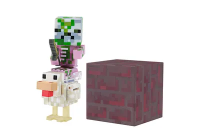 Фигурка Minecraft \"Детеныш Свинозомби верхом на курице\" Baby Zombie Pigman  Jockey 8см (Jazwares)