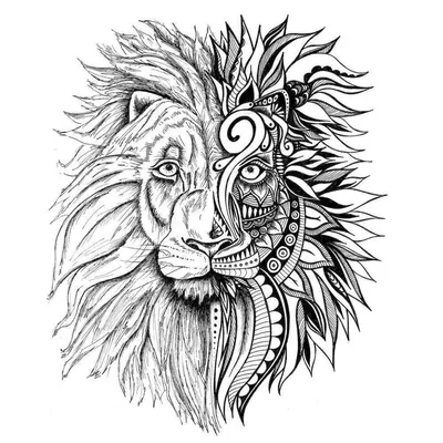 Африканский серенгти Лев временная татуировка черный индийский воин  водостойкая флэш-Татуировка наклейка Племенной могучий тигр тату для мужчин  женщин | AliExpress