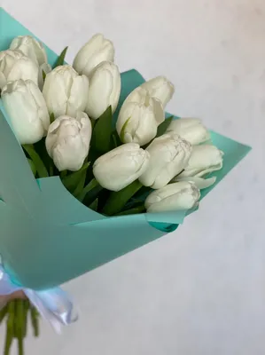 201 белый тюльпан в букете за 40 190 руб. | Бесплатная доставка цветов по  Москве