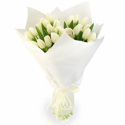 Тюльпаны белые в большой коробке №180 – купить в Тюмени по цене 6 390 руб.  руб.