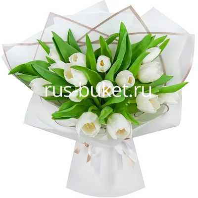 Заказать белые тюльпаны в букете FL-2339 купить - хорошая цена на белые  тюльпаны в букете с доставкой - FLORAN.com.ua