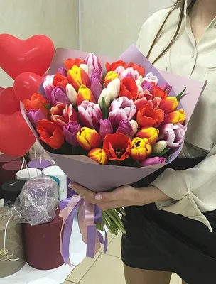 Обои Красные тюльпаны в руках 750x1334 iPhone 8/7/6/6S Изображение