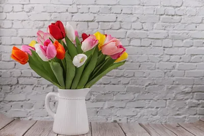 Купить Разноцветные тюльпаны от 11 шт с доставкой в Омске - магазин цветов  Трава