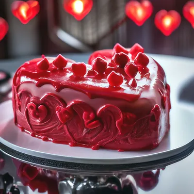 Торт в виде сердца 19064421 двухъярусный с сердечками и стрелой стоимостью  16 850 рублей - торты на заказ ПРЕМИУМ-класса от КП «Алтуфьево»