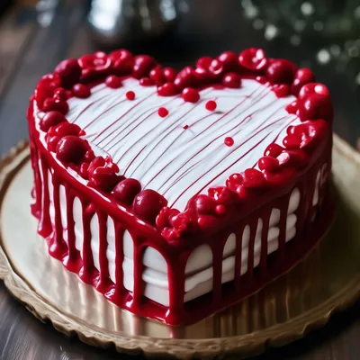 Торт в виде сердца,розовый из …» — создано в Шедевруме