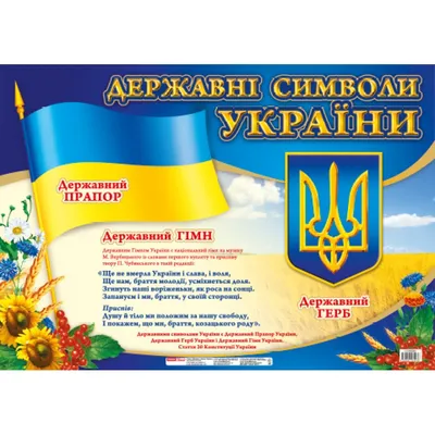 Купить Плакат Государственная символика Украины - цена от издательства  Ранок Креатив