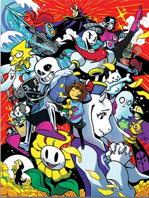 Everyone from Undertale Flowey Frisk Sans Toriel Painting by Butler  Harrison - Pixels