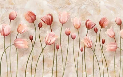 Фотообои Тюльпаны в бежевых тонах купить на стену • Эко Обои