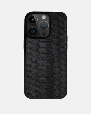 Чехол из черной кожи питона с широкими чешуйками для iPhone 14 Pro Max  купить в Украине - Kartell