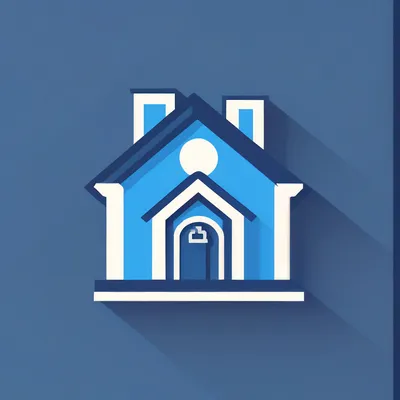 Иконка дома в синих тонах в …» — создано в Шедевруме