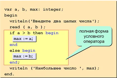 Условный оператор в Паскале - if then else