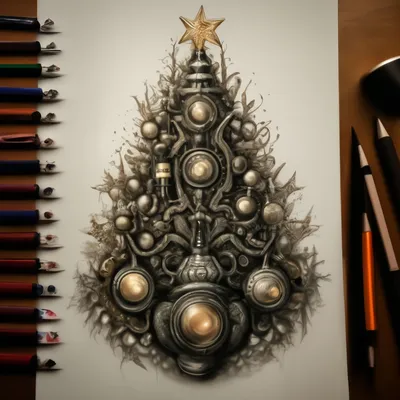 Графика рисунок карандашом. новогодняя…» — создано в Шедевруме