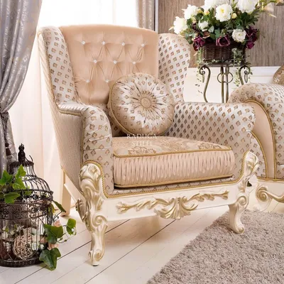 Кресло Благородство в стиле барокко, персиковое - Купить от производителя  под заказ